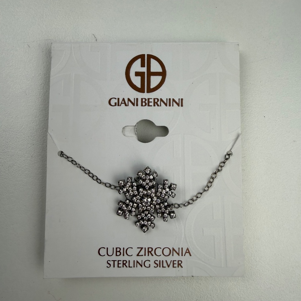 Giani Bernini Womens Sterling Silver Cubic Zirconia Snowflake Pendant Necklace - Picture 3 of 5